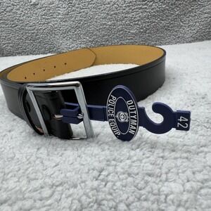 Dutyman Garrison Belt 42 Black Silver Buckle Plain 1.75 Inch Law Enforcement EMT